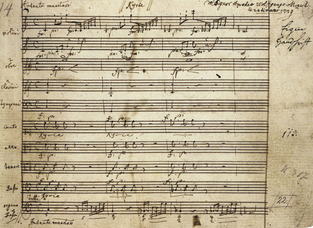 Premières mesures du Kyrie de la Messe du Couronnement de Mozart